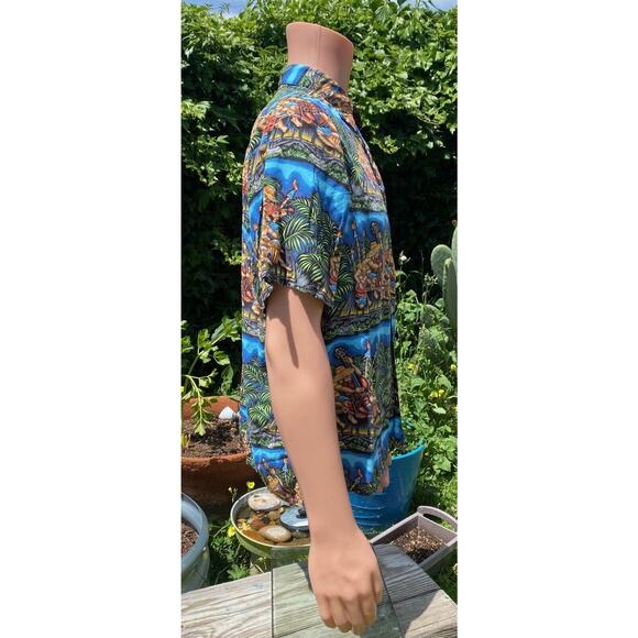 Reyn Spooner Dietrich Varez Hawaiian Shirt Jammin Musicians Tiki Rayon Men's Med - Picture 7 of 9